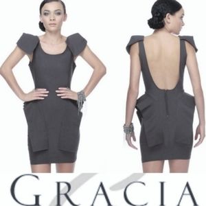 Gracia peplum dress grey, Medium NWT